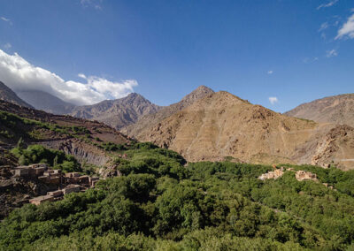 Atlas Mountains valley near Imlil during a hiking tour in Morocco
