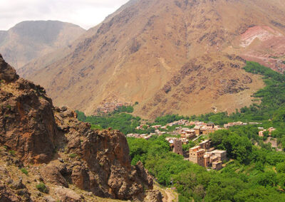 Berber village and mountain landscape in Imlil Morocco