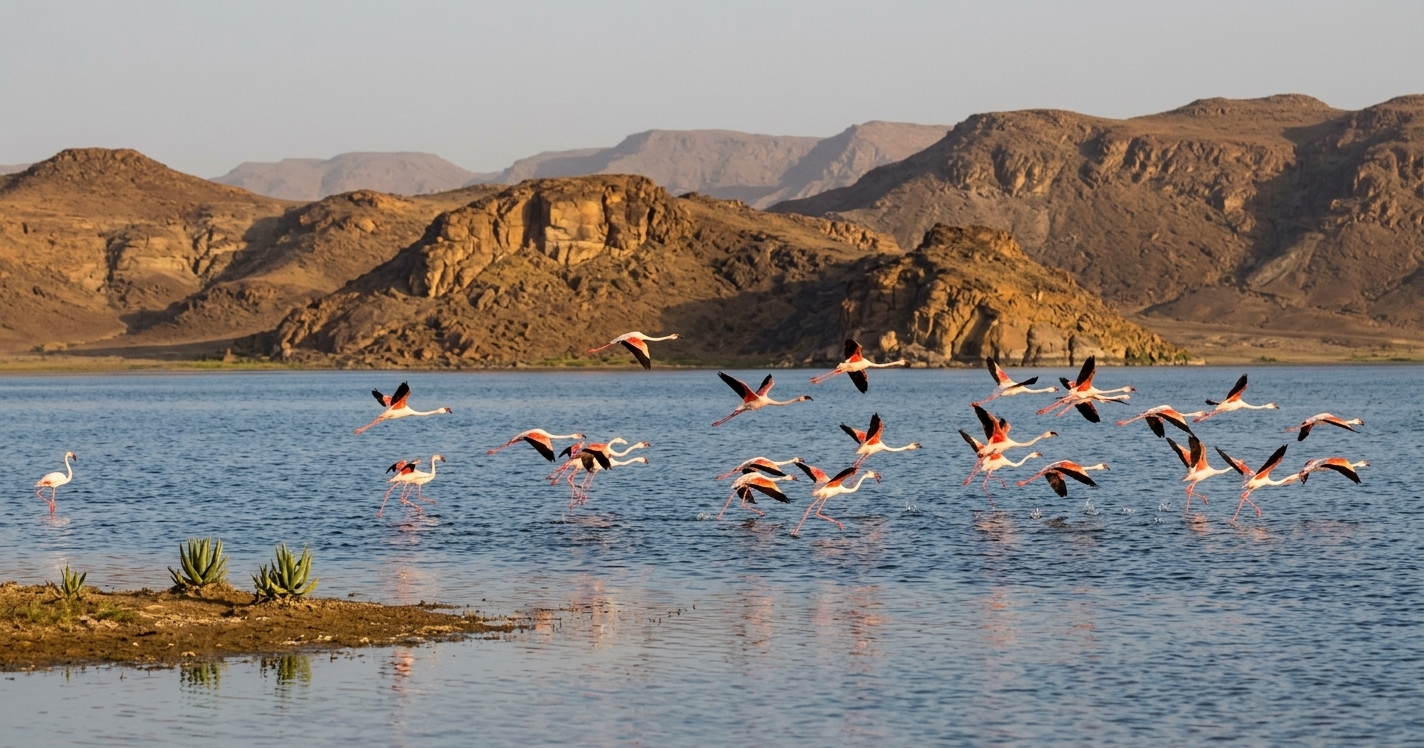  pink flamingos in Morocco