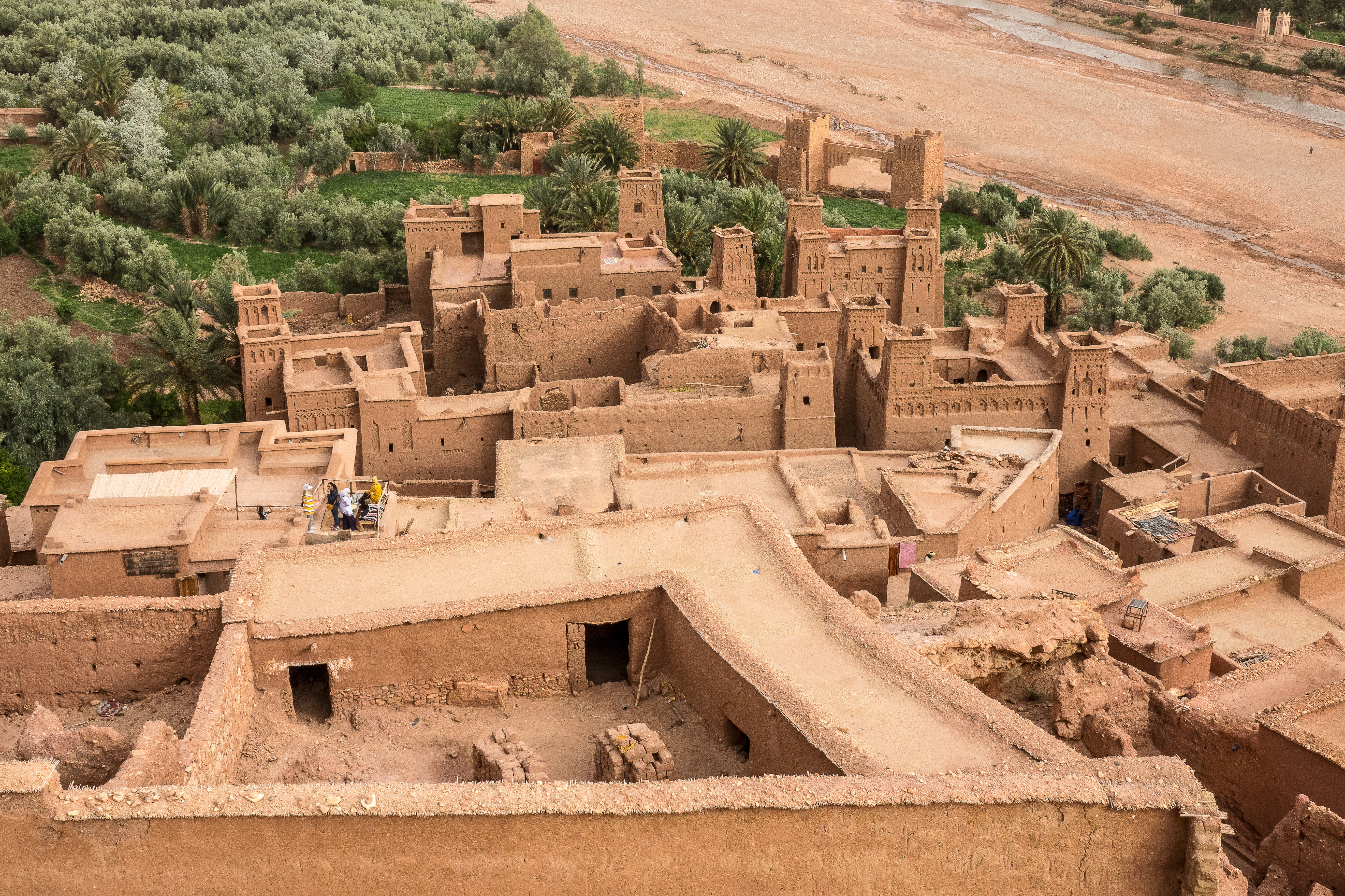 High angle shot of the Kasbah Ait Ben Haddou historical village in Morocco Ouarzazate Morocco travel guide